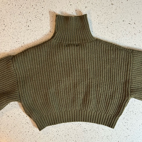 Green Witch Wizard Cats Moon and Stars Crop Turtleneck Sweater - Picture 4 of 8